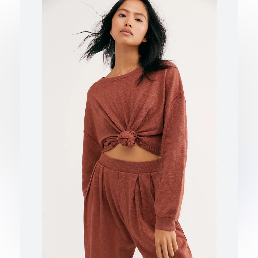 FP beach Brown Cotton Bandana Cut Crop XS